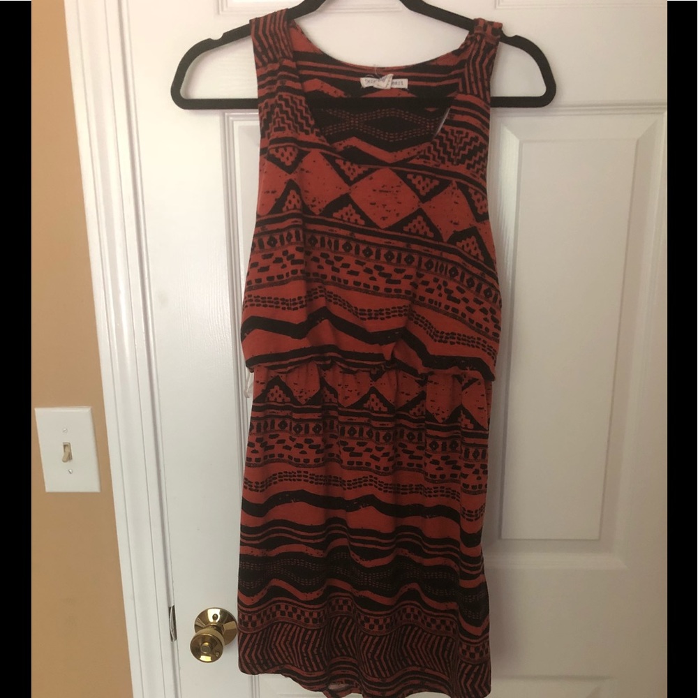 Summer dress dark orange with black print (L) - Picture 2 of 4